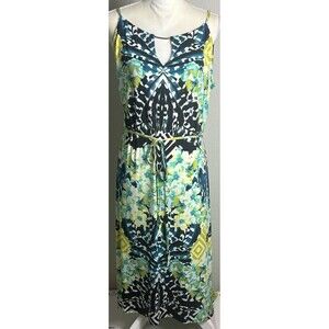 New York & Company Sleeveless Multi Color Stretch Hi Lo Maxi Dress Size L 12/14